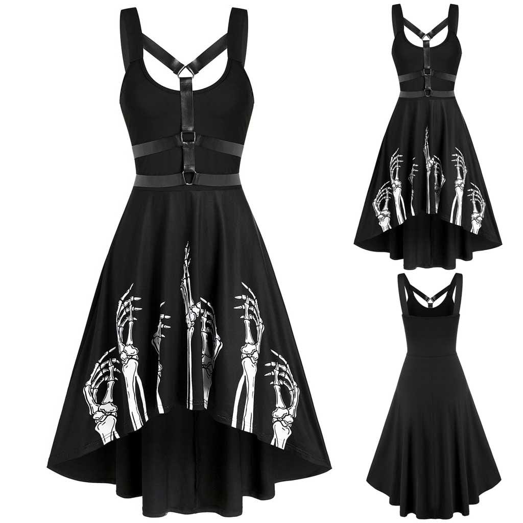 Teonclothingshop Women's gothic punk off the shoulder dresses with straps