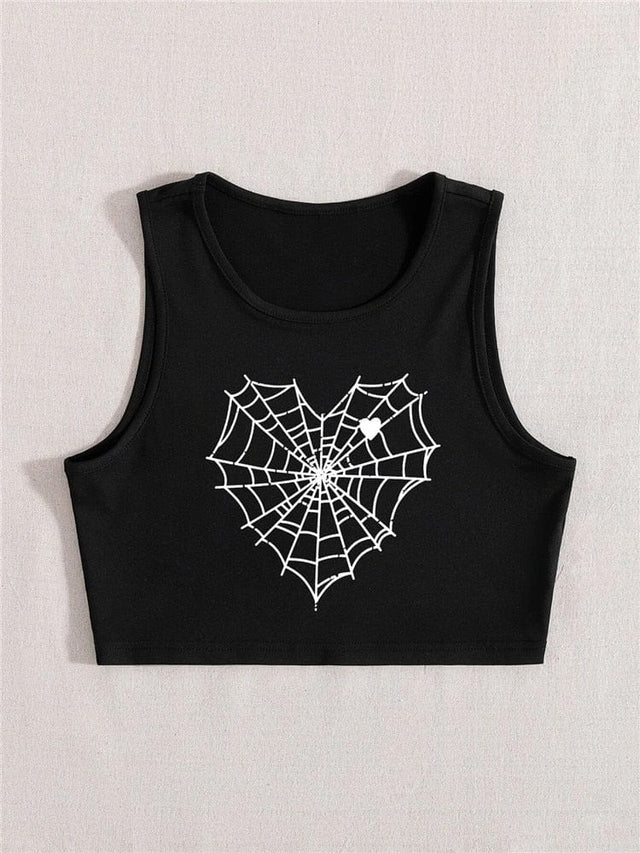 Celeste Black Cobweb Skull T-shirt For Women
