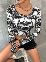 Teonclothingshop Women's gothic t-shirt with skull print