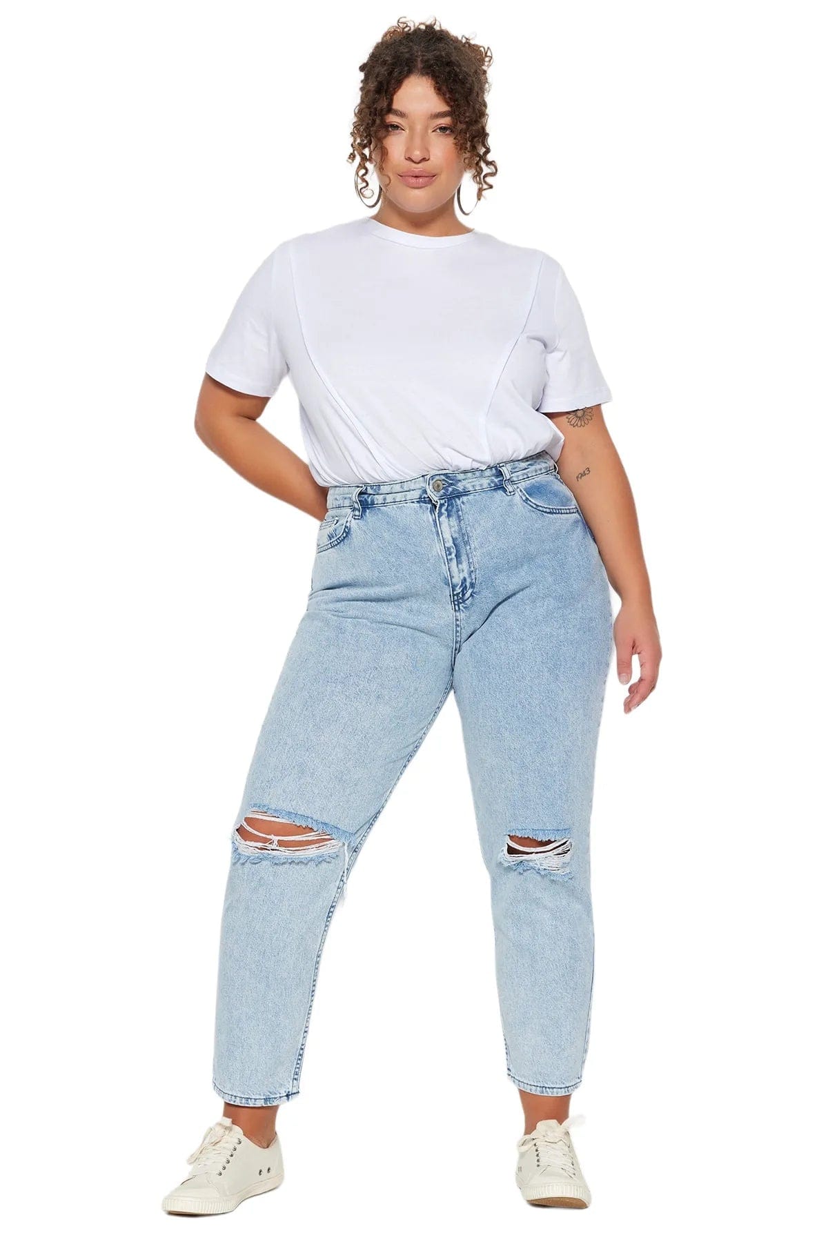 Teonclothingshop Women's High Waist Denim Plus Size Jeans