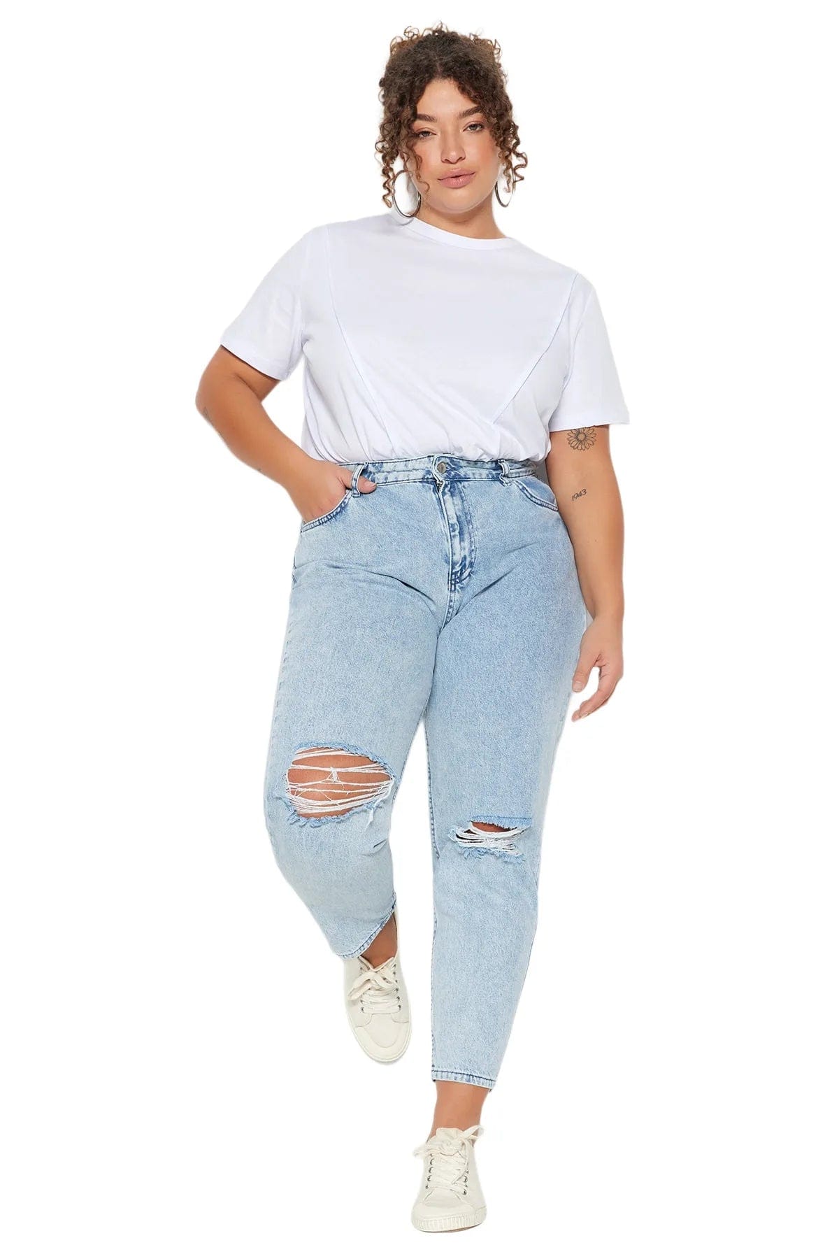 Teonclothingshop Women's High Waist Denim Plus Size Jeans