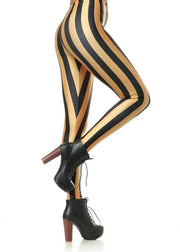 Black and beige striped leggings with black high-heeled shoes on a white background, featuring 'You're My Secret' branding.