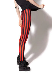 Red and black striped leggings worn by a person on a white background with 'You're My Secret' branding.