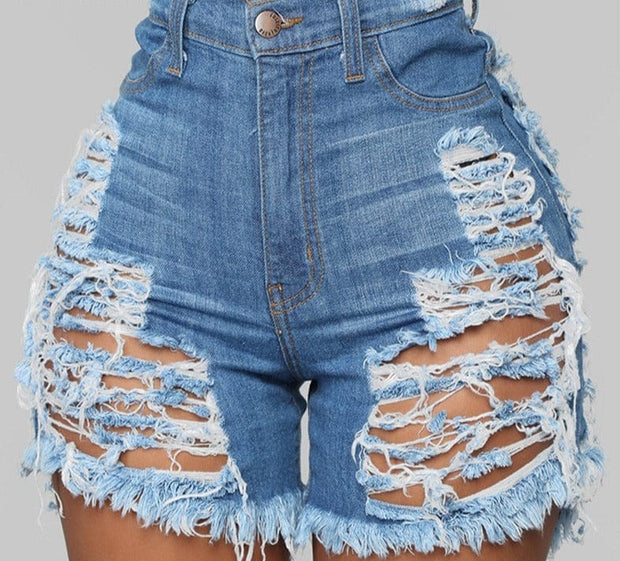 Teonclothingshop Blue / S Women's High Waist Jeans Shorts Summer Fashion Ripped Denim Shorts Push Up