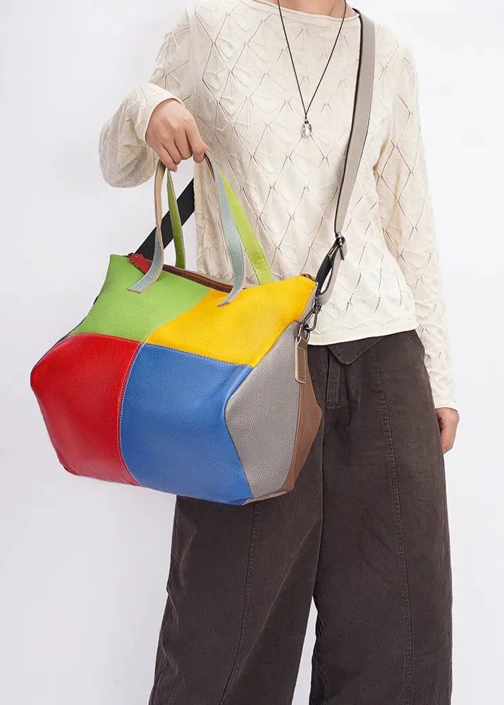 Women's Irregular-Shaped Leather Tote Bag