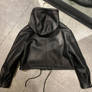 Teonclothingshop Women's jacket made of real lambskin with a hood