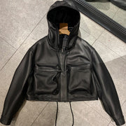 Teonclothingshop Women's jacket made of real lambskin with a hood