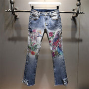 Teonclothingshop floral birds pattern / 25 Women's jeans with embroidered motifs