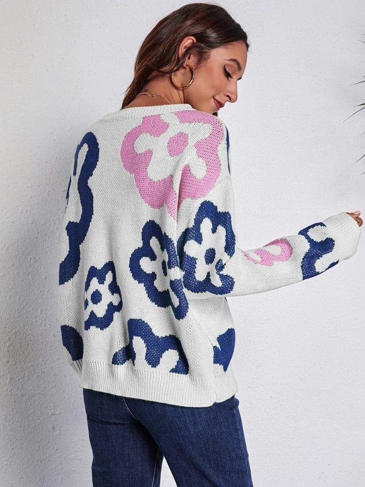 Teonclothingshop Women's knitted floral pullover