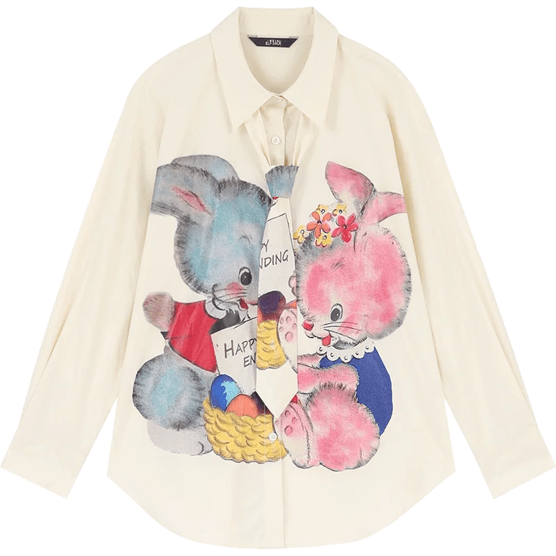 Teonclothingshop Women's long-sleeved shirt with a print for early spring