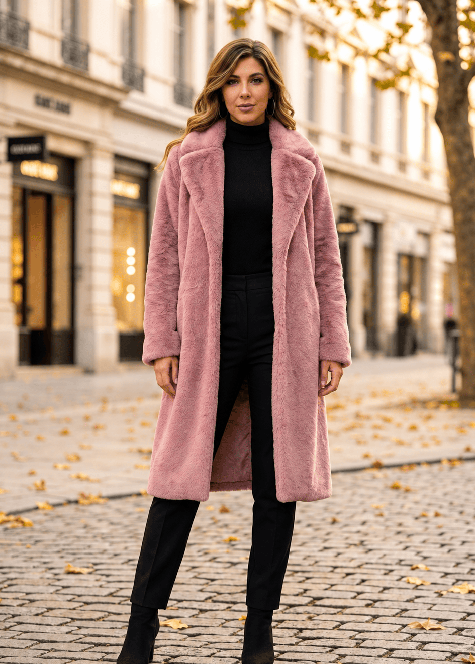 Women's Long Thick Faux Rex Rabbit Fur Coat