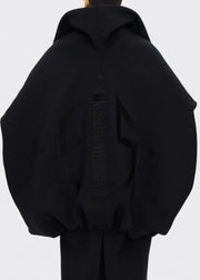 Black hoodie on a mannequin against a white background
