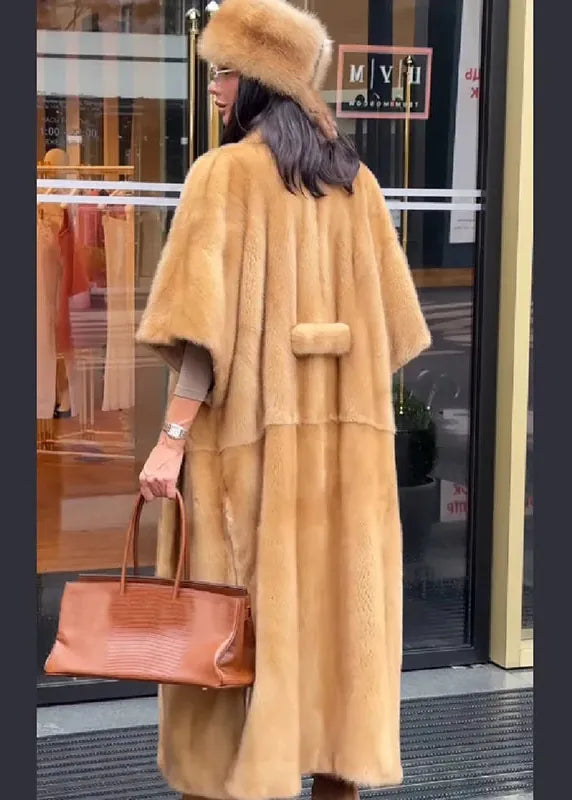 Women's Luxury Faux Fur Shawl Collar Maxi Coat with Belt