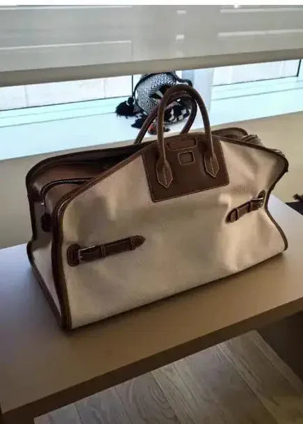 Women's Luxury Leather Canvas Tote Bag