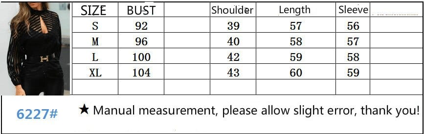 Teonclothingshop Women's mesh blouse Transparent women's shirt with long sleeves