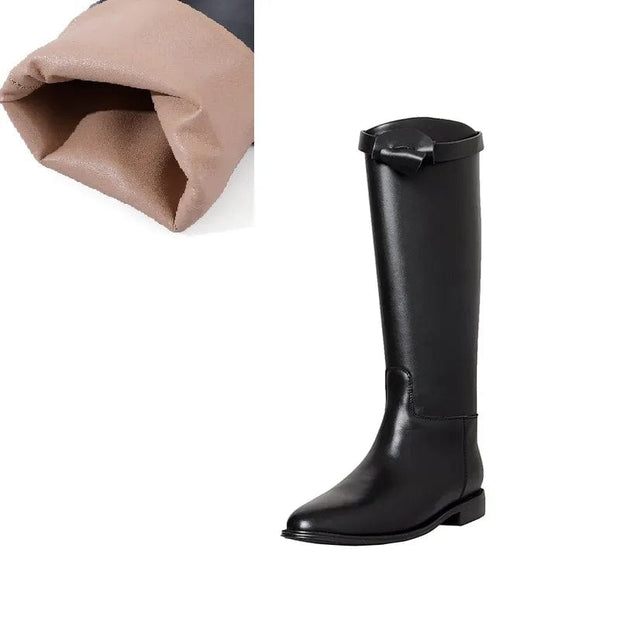 Teonclothingshop Black fiber inner / 4.5 Women's mid-calf high boots Trendy winter boots