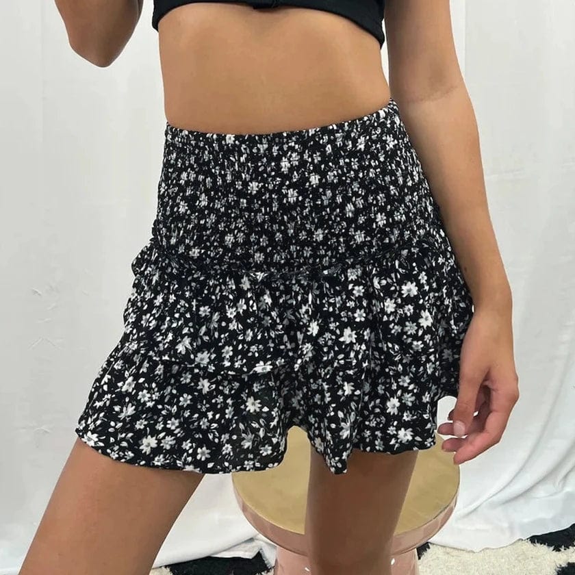 Teonclothingshop Women's mini skirt with high waist ruffles