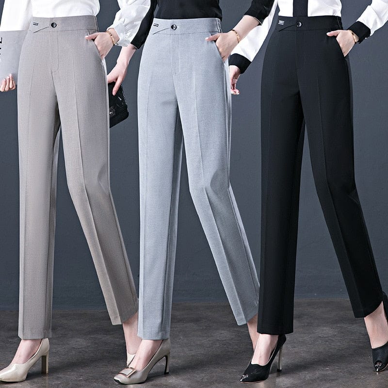 Teonclothingshop Women's office straight pants with elastic high waist