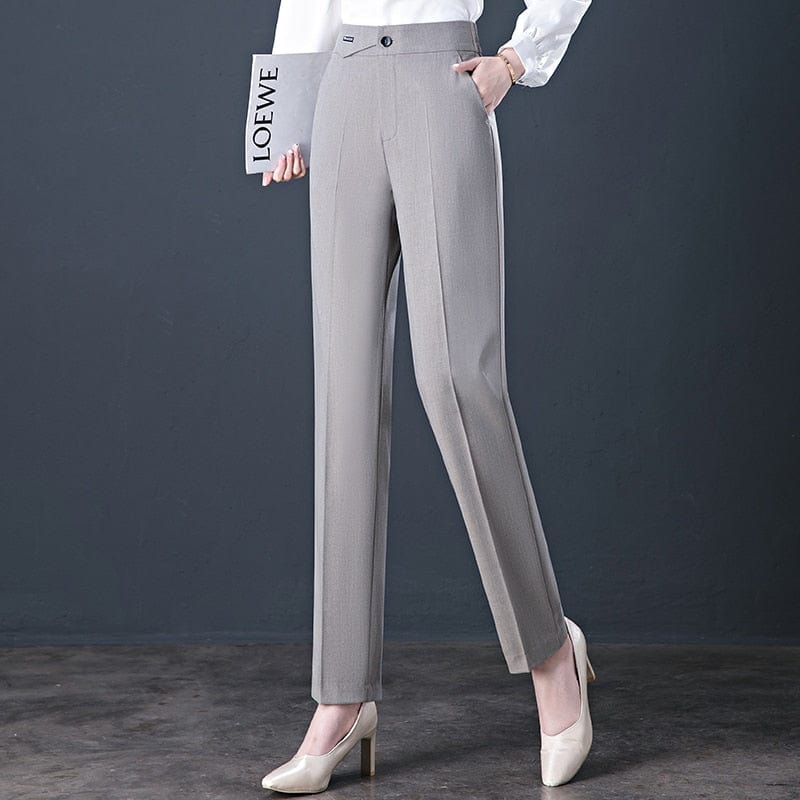 Teonclothingshop Women's office straight pants with elastic high waist