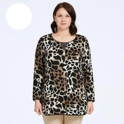 Teonclothingshop Women's oversized T-shirt with long sleeves Fashion Leopard print