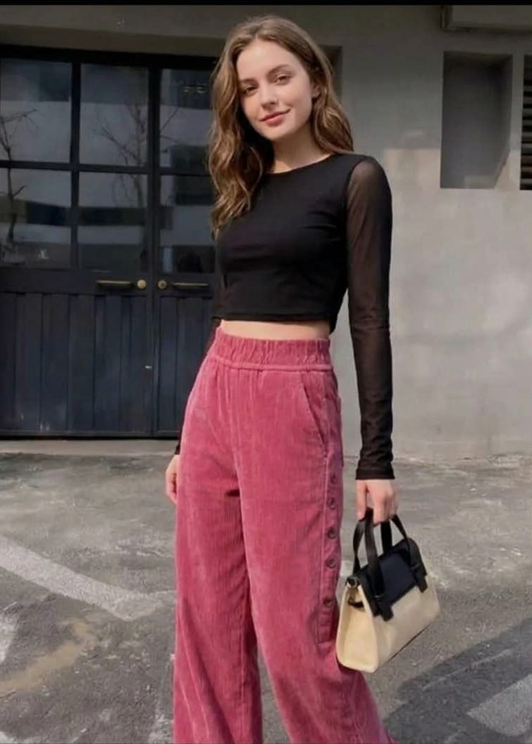 Women's Pitaya Pink Corduroy Straight-Leg Pants