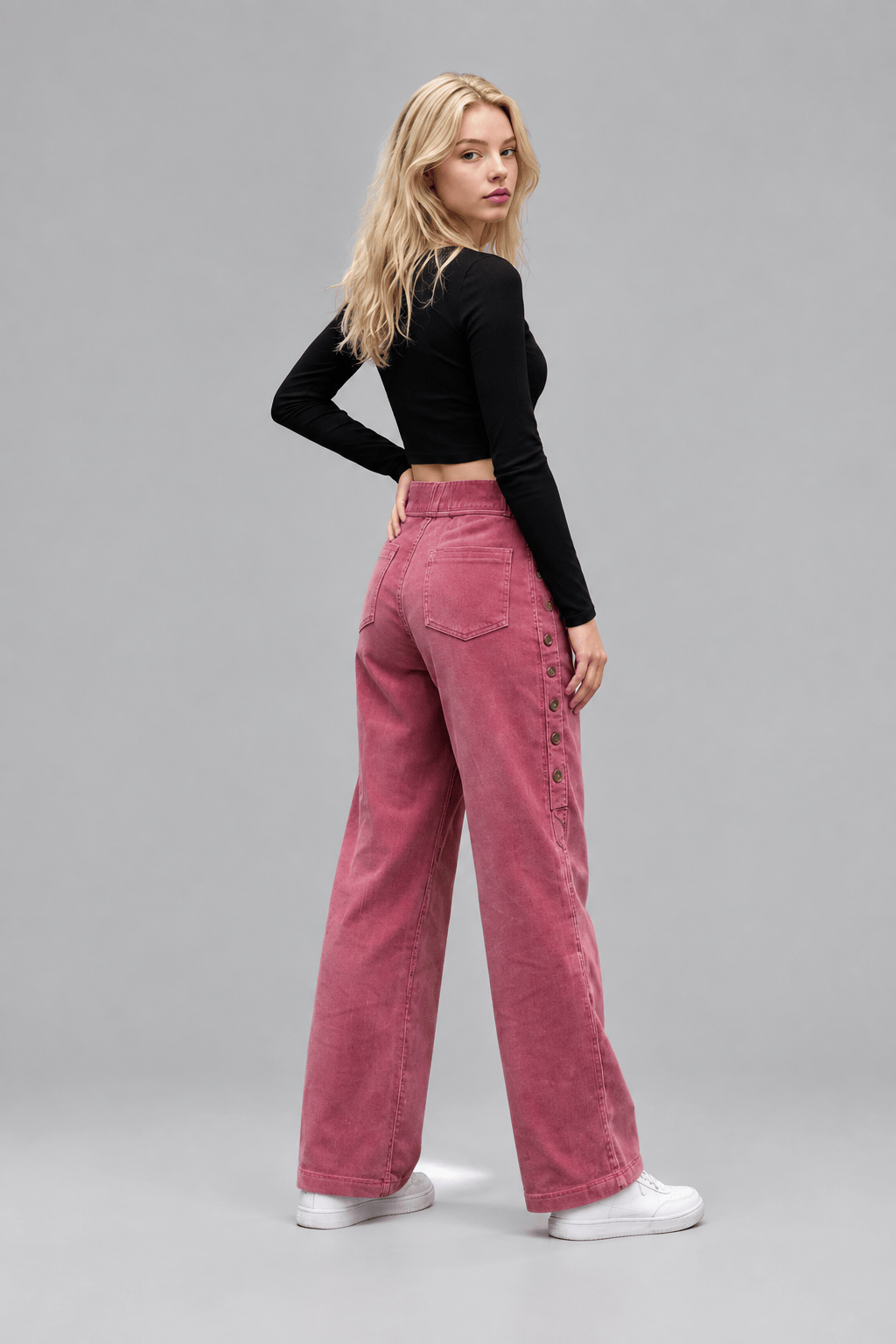 Women's Pitaya Pink Corduroy Straight-Leg Pants