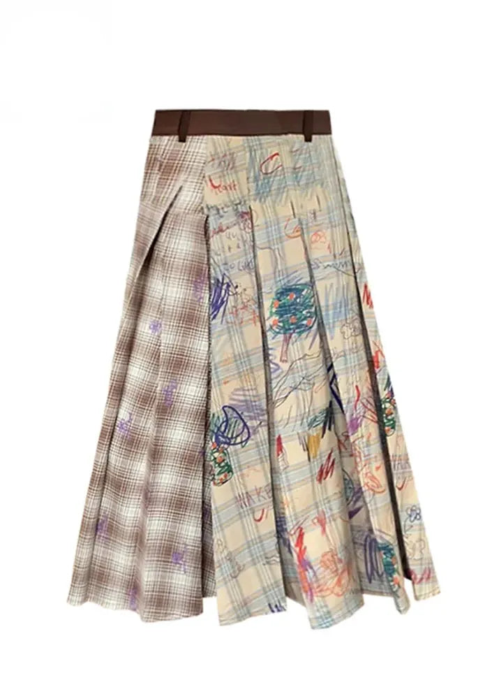 Women's Plaid Pleated Patchwork Skirt
