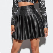 Teonclothingshop Women's pleated mini skirt made of PU leather