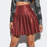 Teonclothingshop Women's pleated mini skirt made of PU leather