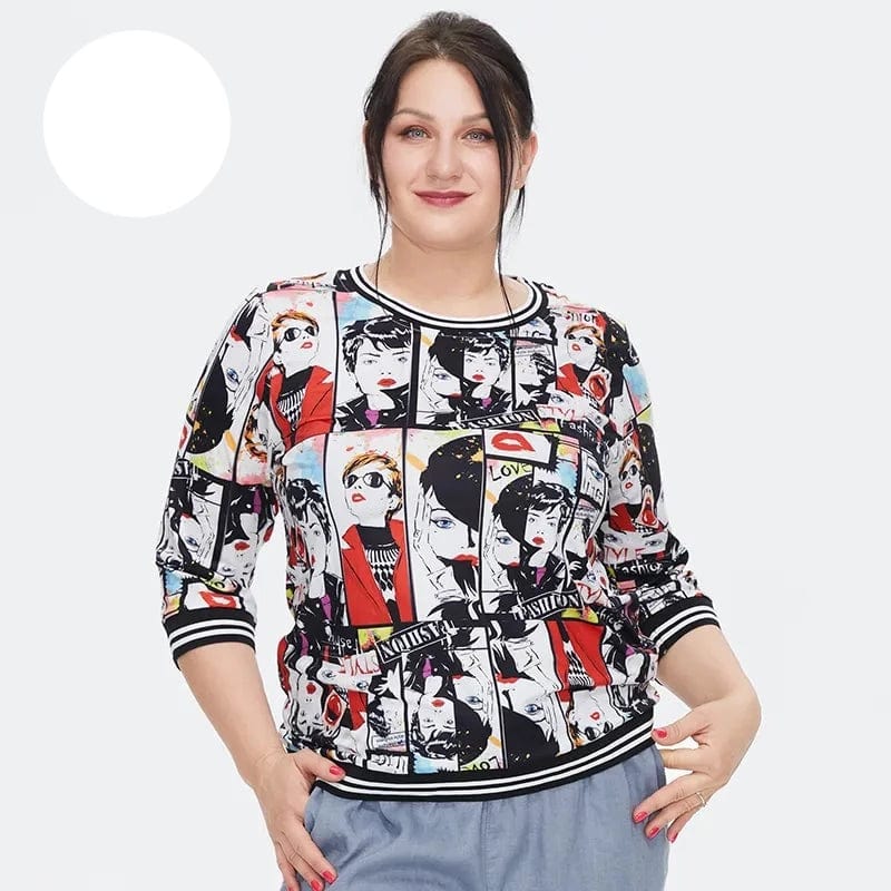 Teonclothingshop Women's Plus Size Anime Cartoon Graphic Print T-Shirt