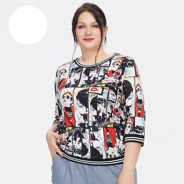Teonclothingshop Women's Plus Size Anime Cartoon Graphic Print T-Shirt