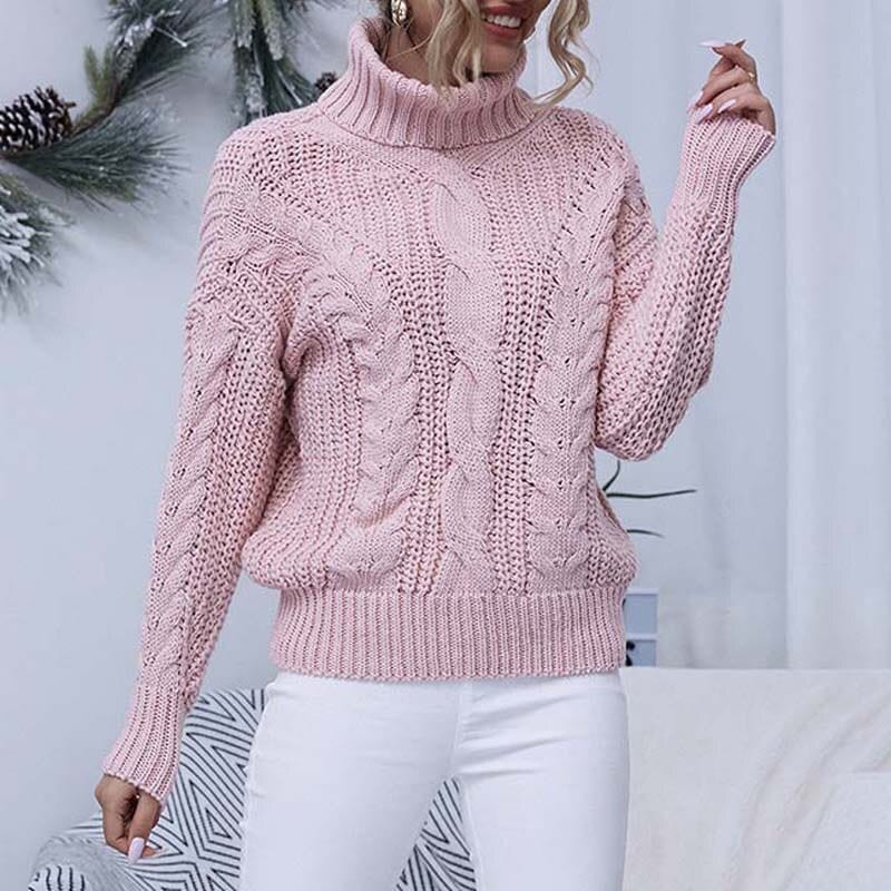 Teonclothingshop Women's pullover with a turtleneck, an elegant warm knitted pullover