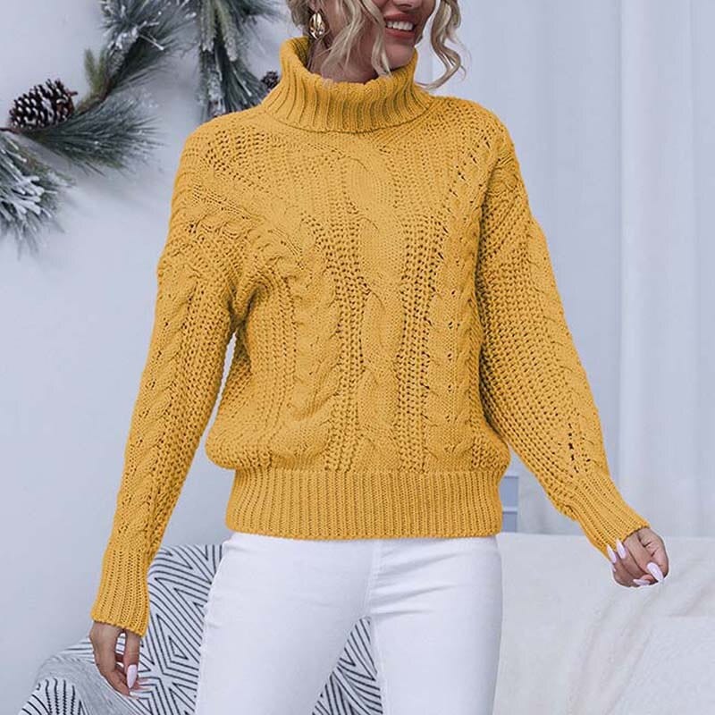 Teonclothingshop Women's pullover with a turtleneck, an elegant warm knitted pullover