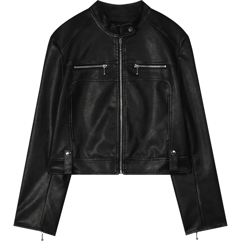 Teonclothingshop Women's quality leather jacket with zipper