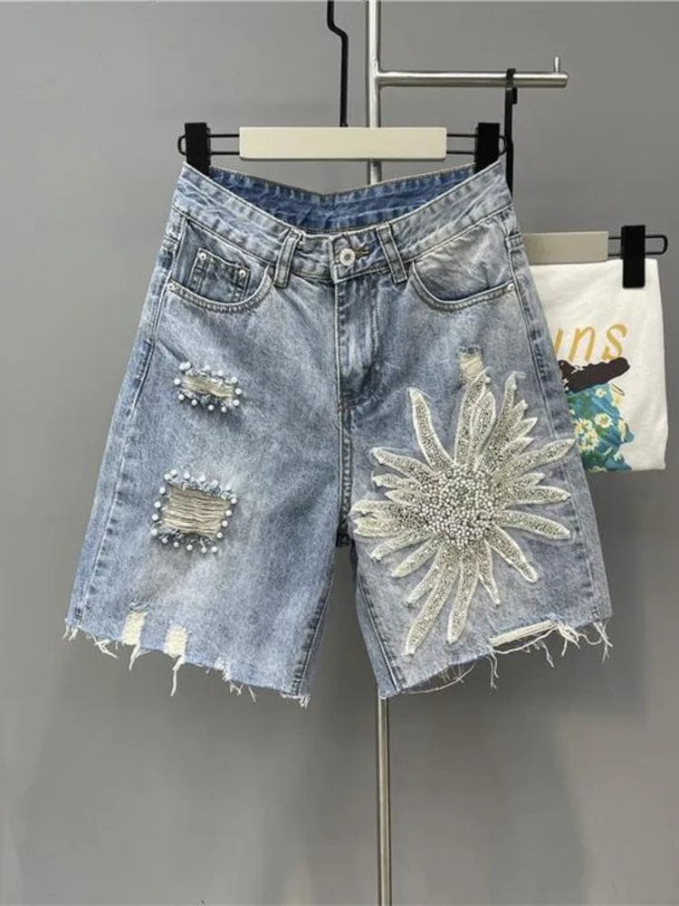 Teonclothingshop Women's Ripped Denim Shorts