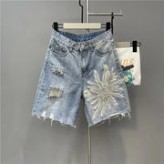 Teonclothingshop Women's Ripped Denim Shorts