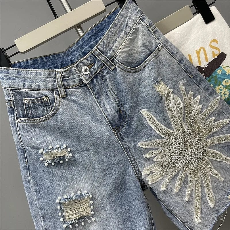 Teonclothingshop Women's Ripped Denim Shorts