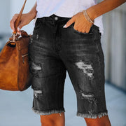 Teonclothingshop Black / S Women's short ripped jeans