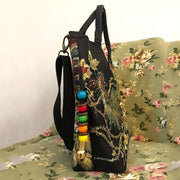 Teonclothingshop Women's Shoulder Bag Handmade Peacock Embroidered Handbag Retro Canvas Bag