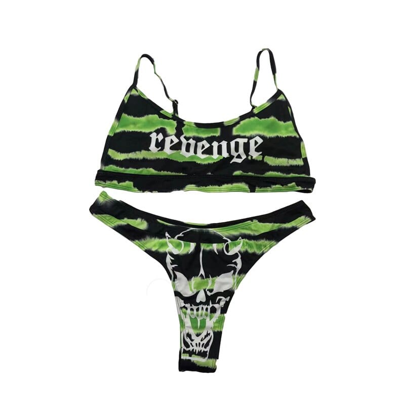 Teonclothingshop Women's Skull Print Bikini Beachwear Briefs Push Up Swimwear