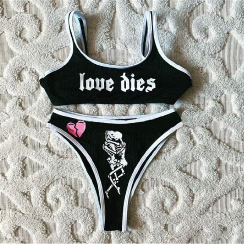 Teonclothingshop Women's Skull Print Bikini Beachwear Briefs Push Up Swimwear