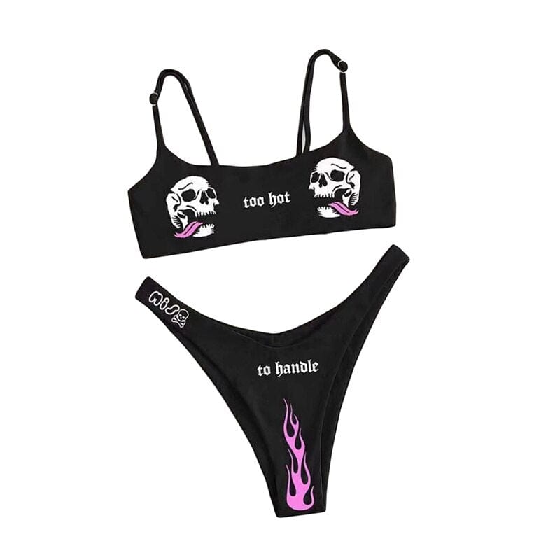 Teonclothingshop Women's Skull Print Bikini Beachwear Briefs Push Up Swimwear