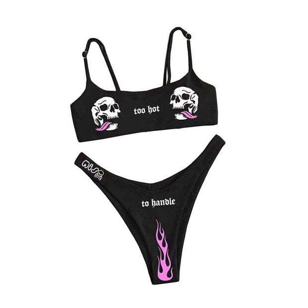 Teonclothingshop As photo shows 8 / S Women's Skull Print Bikini Beachwear Briefs Push Up Swimwear
