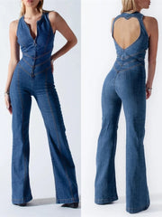 Teonclothingshop Women's Sleeveless Jumpsuit Slim One Piece  Backless Jumpsuit