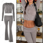 Teonclothingshop Heather Grey Set / XS Women's Spring Clothing Pink Knitted Women's Two Piece Set