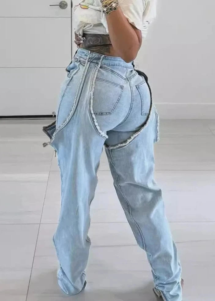 Women’s straight leg denim trousers for summer