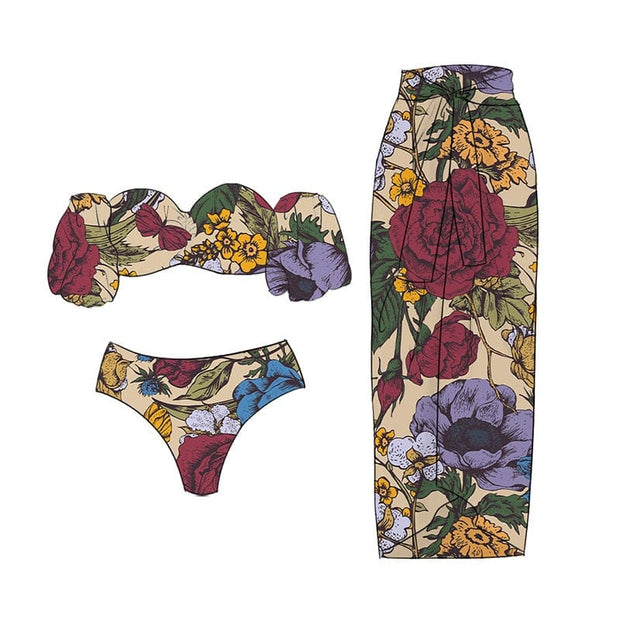Teonclothingshop Siut / S Women's Strapless Puff Sleeve Swimwear Set