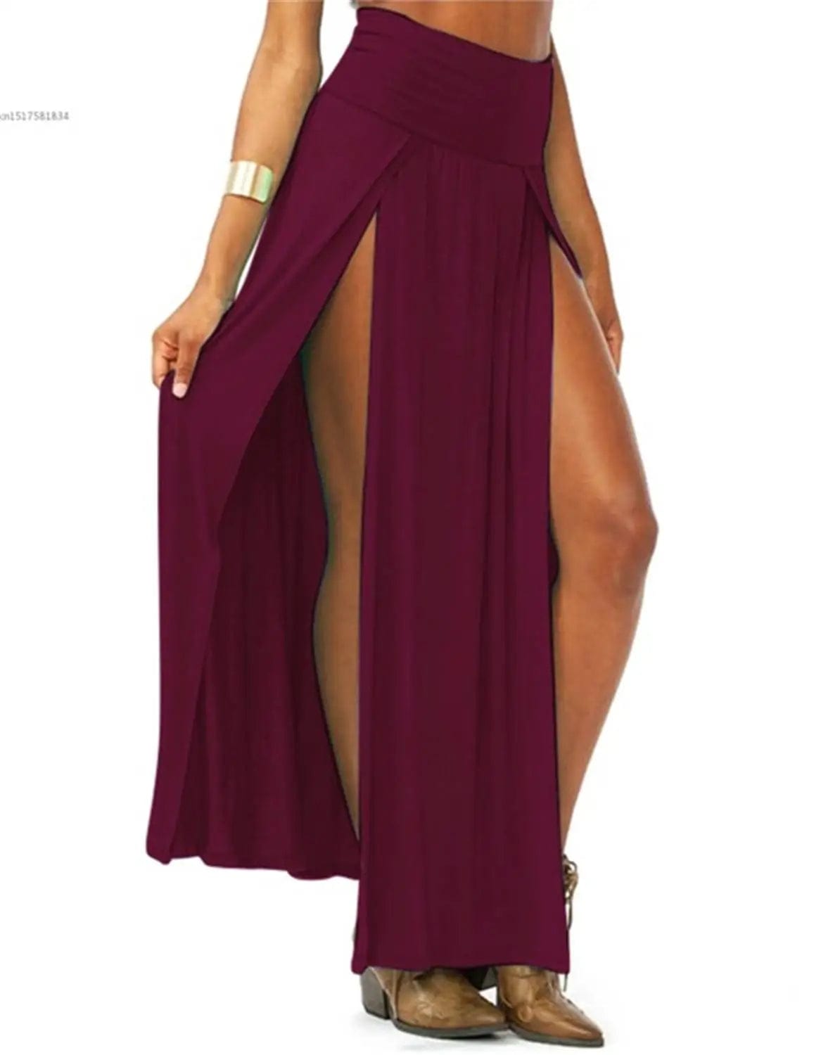 Teonclothingshop Women's summer long maxi skirt with double slits