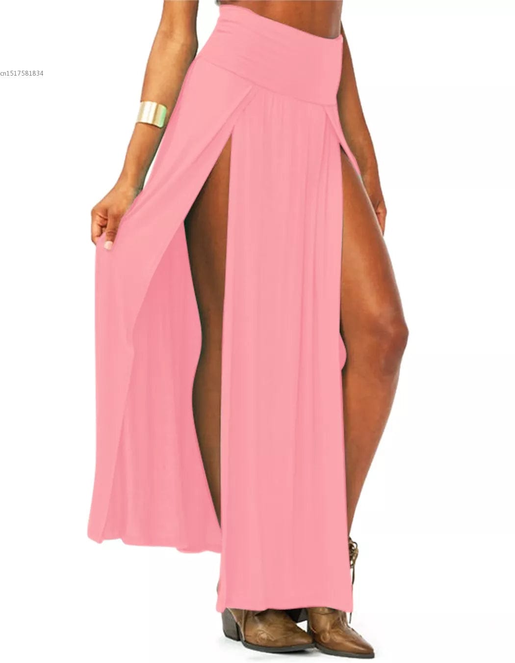 Teonclothingshop Women's summer long maxi skirt with double slits