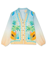 Colorful shirt with pineapple design on a white background